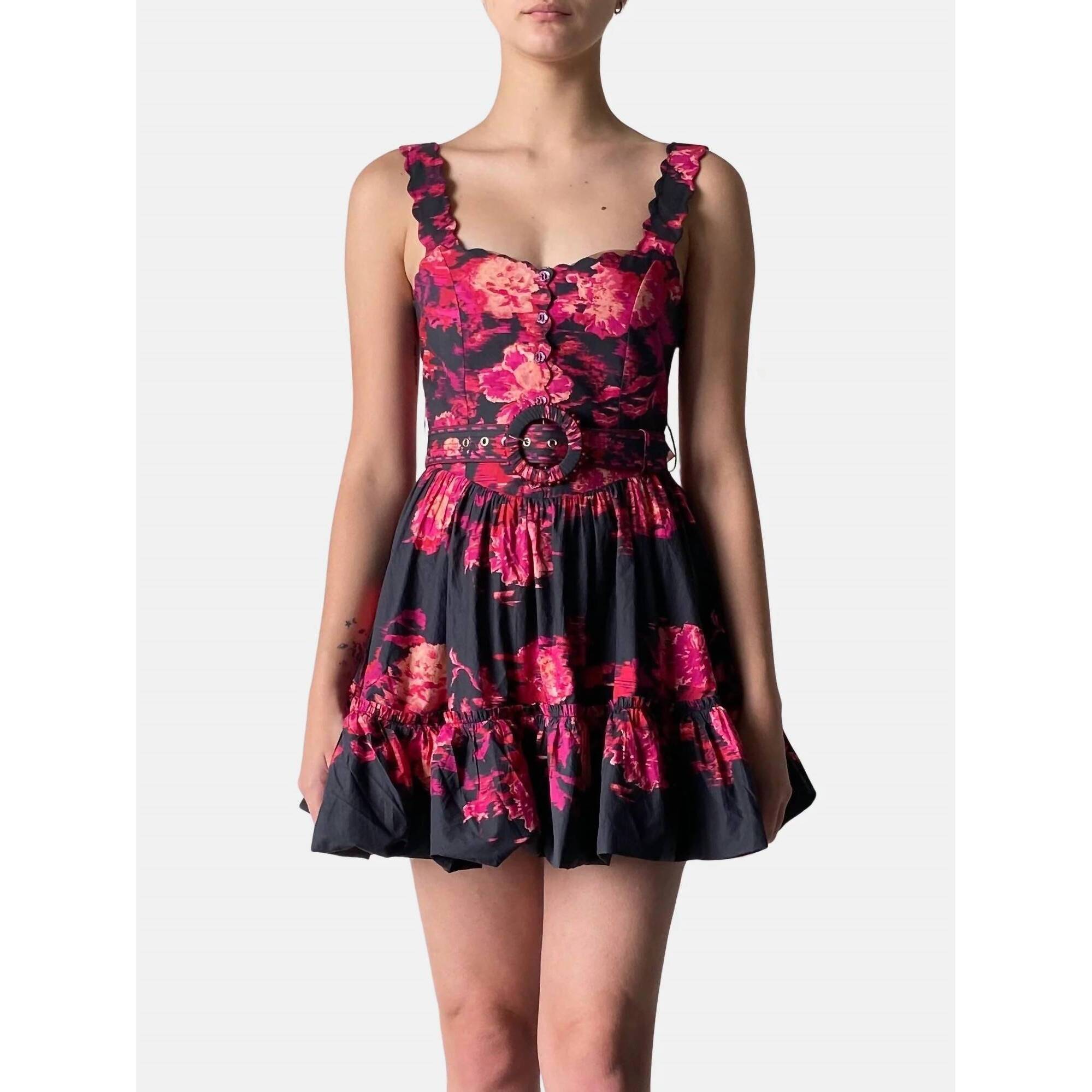 New Hemant & Nandita Zina Short Dress In Black\ Pink